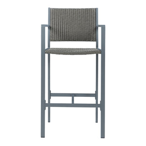 Set 2 scaune bar gradina Avise 113x56x55,5cm aluminiu poliratan gri inchis [casa.pro]