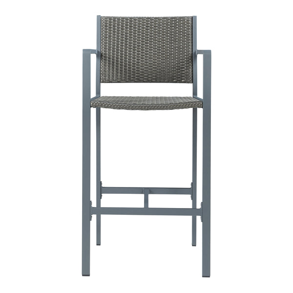 Set 2 scaune bar gradina Avise 113x56x55,5cm aluminiu poliratan gri inchis [casa.pro]