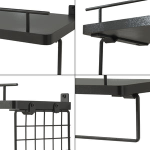 Set 2 rafturi perete baie Vik masuri diferite negru [en.casa]