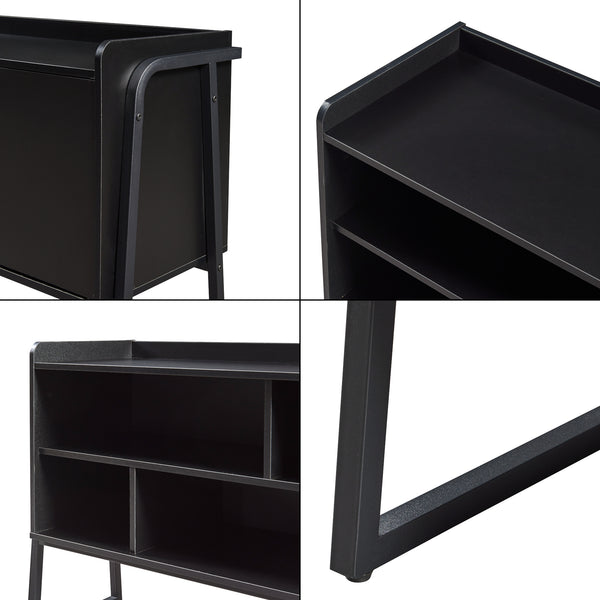 Dulap TV 120x33,5x63cm metal PAL negru [en.casa]
