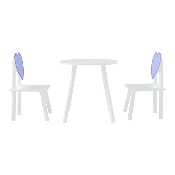 Set masa copii cu 2 scaune design inimioara Siljan alb lila [en.casa]