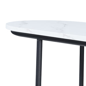 Consola Nordfron 120x40x75cm alb marmorat/negru [en.casa]