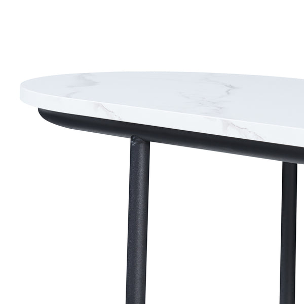 Consola Nordfron 120x40x75cm alb marmorat/negru [en.casa]