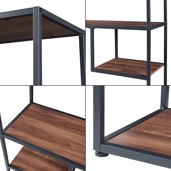 Raft carti Østre 180x83x34cm metal pal negru/nuc [en.casa]