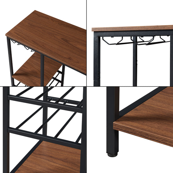 Masa bar Stjørdal 120x40x105cm otel PAL negru/nuc [en.casa]