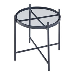 Set 2 masute masuri diferite Lier metal sticla negru [en.casa]