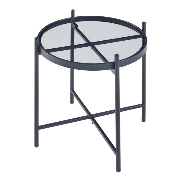 Set 2 masute masuri diferite Lier metal sticla negru [en.casa]