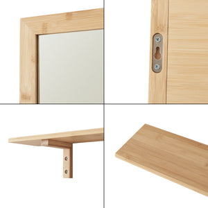 Set oglinda de perete cu raft Boksereys bambus natur  [en.casa]