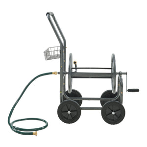 Carucior pentru furtun gradina cu furtun de conectare 1,5m Gelibolu 84x48x93 cm gri [pro.tec]