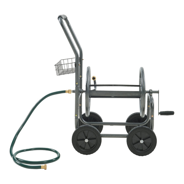 Carucior pentru furtun gradina cu furtun de conectare 1,5m Gelibolu 84x48x93 cm gri [pro.tec]