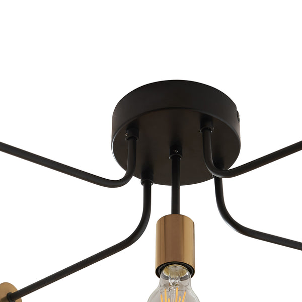Lampa de plafon  Benfleet, 21 cm 5 x E27 max 60W negru/culoarea alamei [lux.pro]