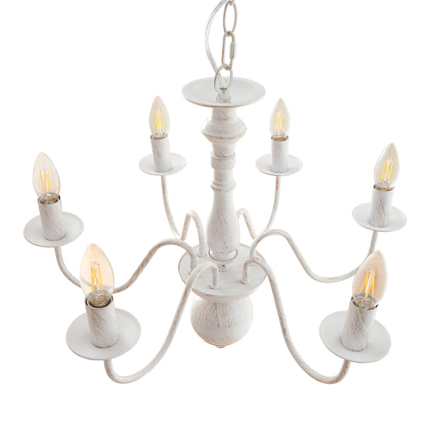 Lustra Berkeley 160x56x56 cm 6xE14 max 40W alb vintage [lux.pro]
