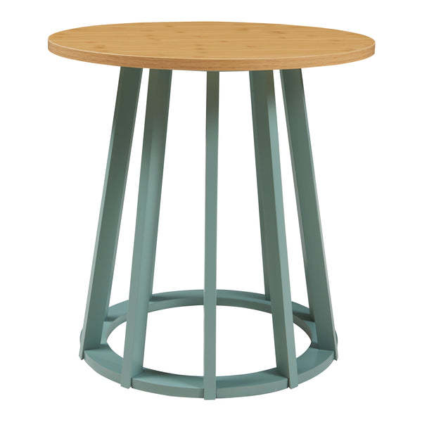 Masuta rotunda Lensuu 48x48 cm efect lemn stejar/verde pastel [en.casa]