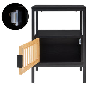 Noptiera Luniehti 58x40x33 cm negru natur [en.casa]