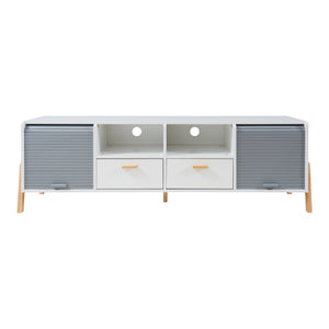 Comoda TV Kvaefjord 160x40x52 cm alb gri natur [en.casa]