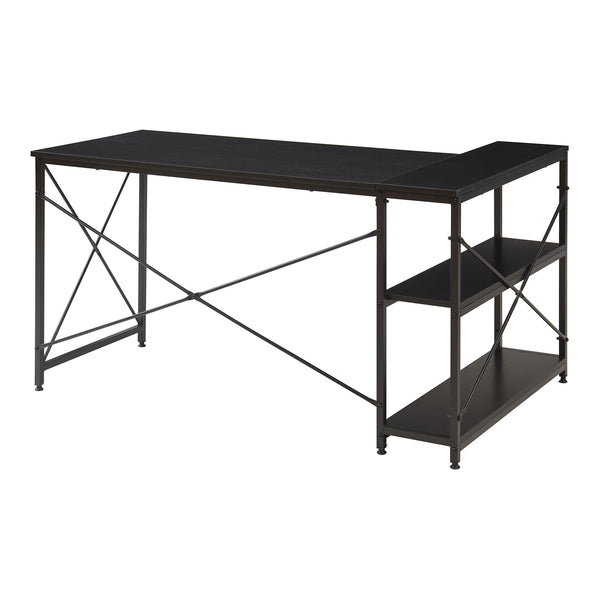 Birou de colt Raundsvalt 137x88x75 cm negru [en.casa]