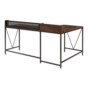 Birou de colt Frelvepirg 165x110x90 cm negru/efect lemn nuc [en.casa]