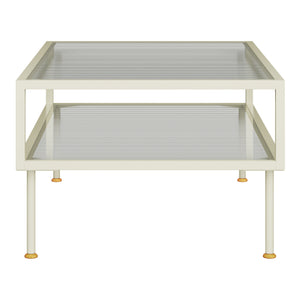 Masuta cafea Lindau 100x50x46 cm otel sticla crem deschis [en.casa]