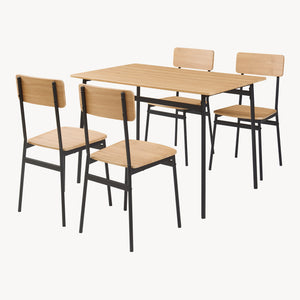 Set masa si 4 scaune Pollenev 110x70x75 cm efect stejar/negru [en.casa]