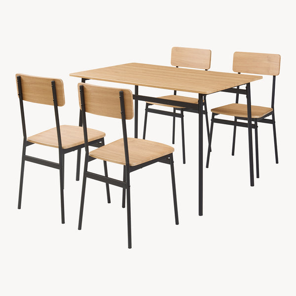 Set masa si 4 scaune Pollenev 110x70x75 cm efect stejar/negru [en.casa]