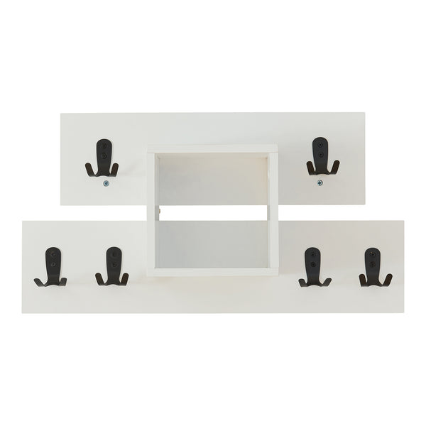 Cuier de perete cu spatiu depozitare Vänd 32x60x14 cm alb [en.casa]