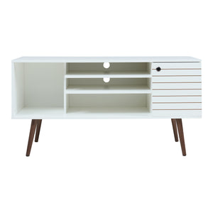 Comoda TV Vare 130x40x65 cm alb/efect nuc [en.casa]