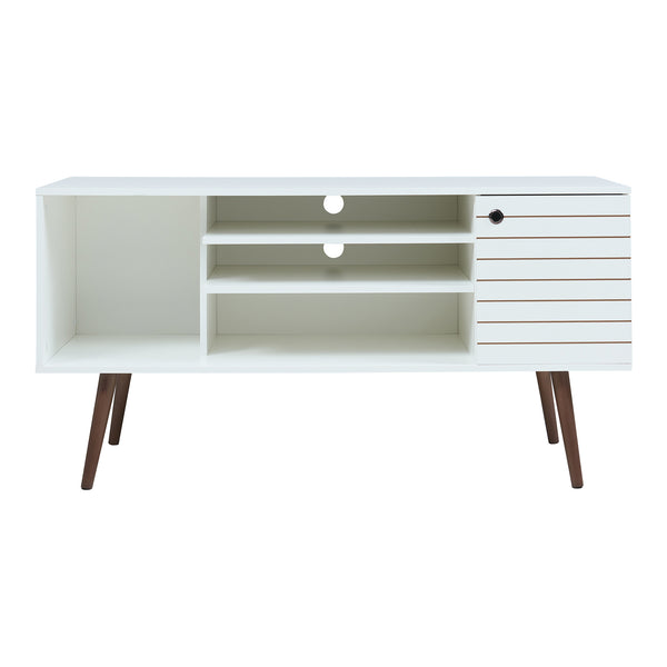 Comoda TV Vare 130x40x65 cm alb/efect nuc [en.casa]