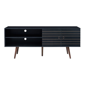 Comoda TV cu 2 usi Vare 160x40x65 cm negru/efect nuc [en.casa]