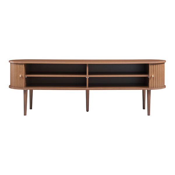 Comoda TV cu 2 usi glisante Mapia 166x40x55 cm efect lemn nuc [en.casa]
