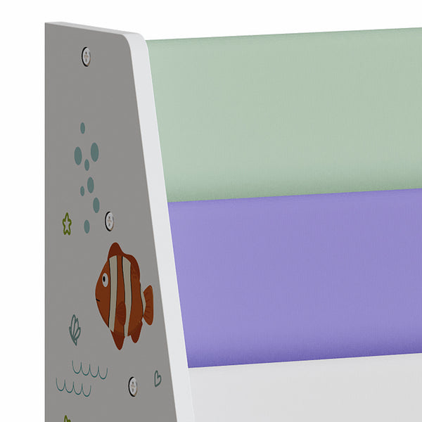 Raft carti copii Hornnes 60x62x28 cm alb/verde deschis/lila [en.casa]