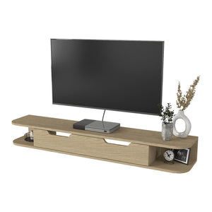 Suport TV de perete Karjali 150x30x19 cm efect lemn stejar [en.casa]