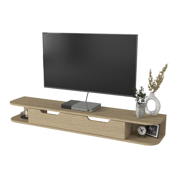 Suport TV de perete Karjali 150x30x19 cm efect lemn stejar [en.casa]