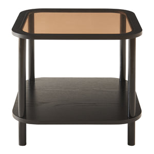 Masuta patrata Latama 51x51x45 cm bambus mdf sticla culoarea bronzului/negru [en.casa]