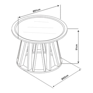 Masuta rotunda Burgess 51x51 cm negru/efect lemn nuc [en.casa]