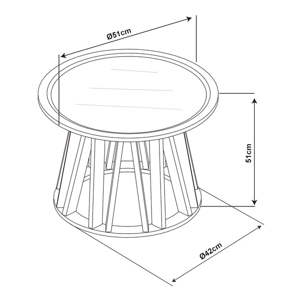 Masuta rotunda Burgess 51x51 cm negru/efect lemn nuc [en.casa]