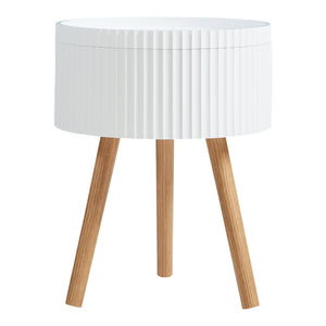 Masuta rotunda cu spatiu depozitare Bongard 48x38 cm alb/natur [en.casa]