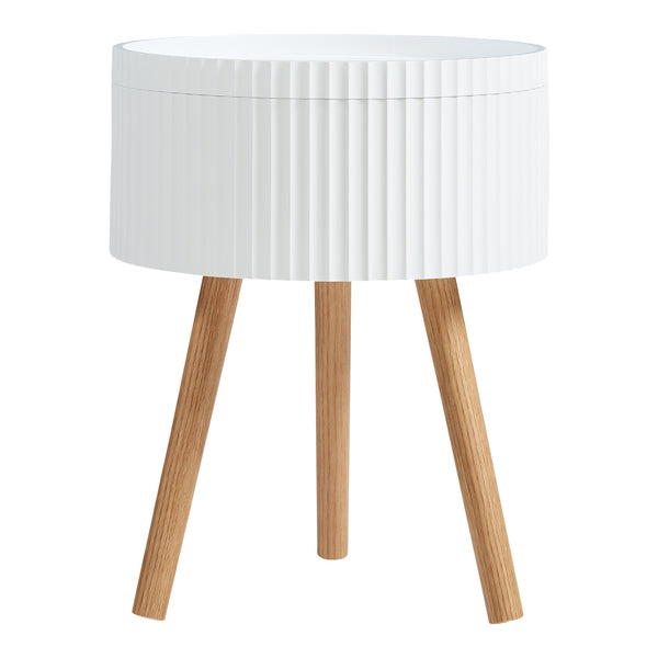 Masuta rotunda cu spatiu depozitare Bongard 48x38 cm alb/natur [en.casa]