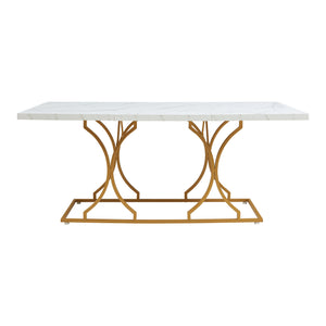 Masa 6 persoane Figa 180x80x75 cm alb marmorat/auriu [en.casa]