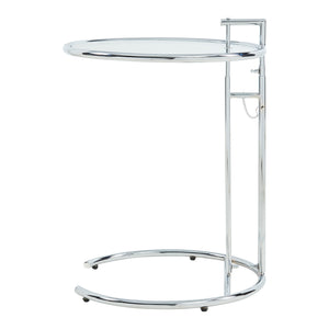 Masa sticla cu inaltime reglabila Stare 50x55-77 cm transparent/crom [en.casa]