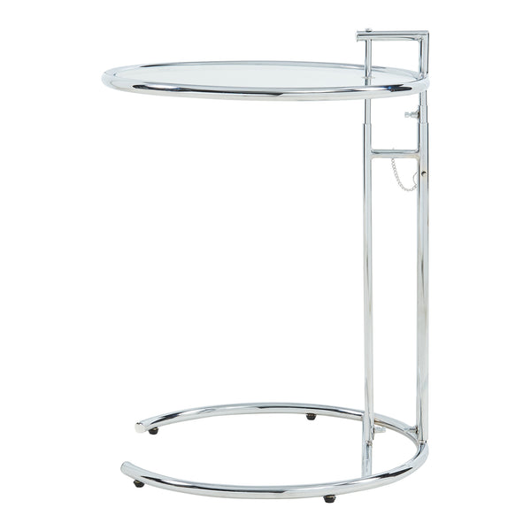Masa sticla cu inaltime reglabila Stare 50x55-77 cm transparent/crom [en.casa]