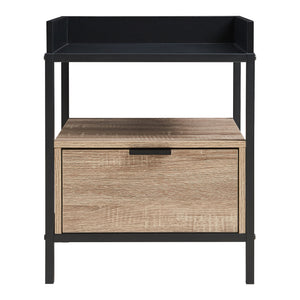 Noptiera cu sertar Belana 50x40x35 cm negru/efect stejar [en.casa]
