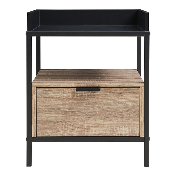 Noptiera cu sertar Belana 50x40x35 cm negru/efect stejar [en.casa]