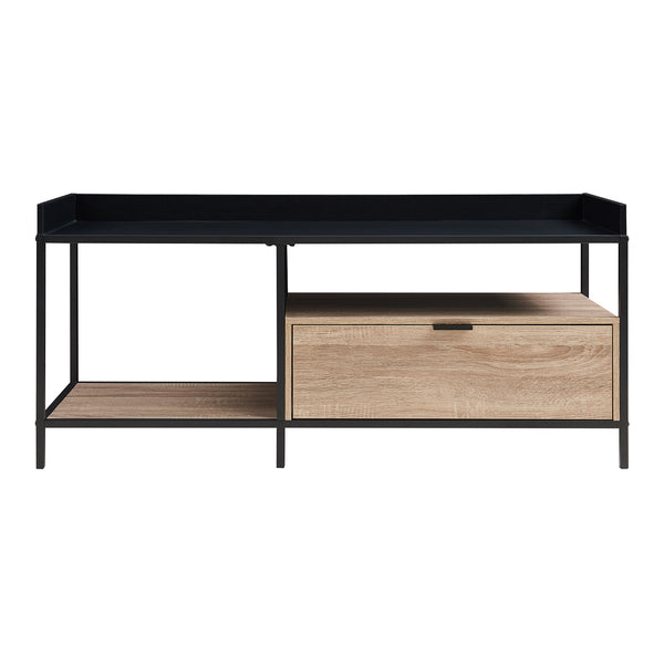 Comoda TV cu sertar Belana 119x40x53 cm negru/efect stejar [en.casa]
