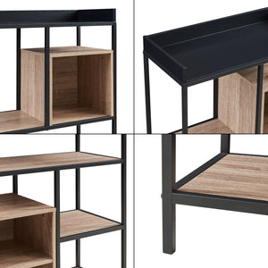 Raft carti Belana 137x70x33 cm negru/efect stejar [en.casa]