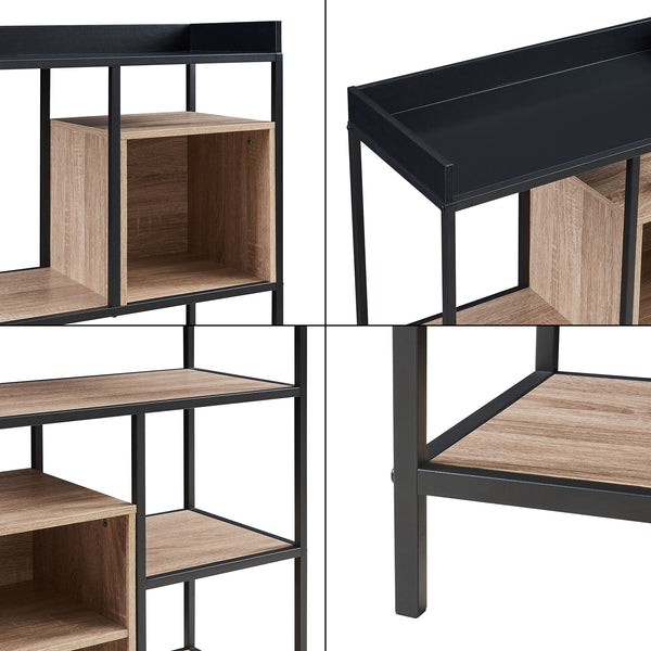 Raft carti Belana 137x70x33 cm negru/efect stejar [en.casa]