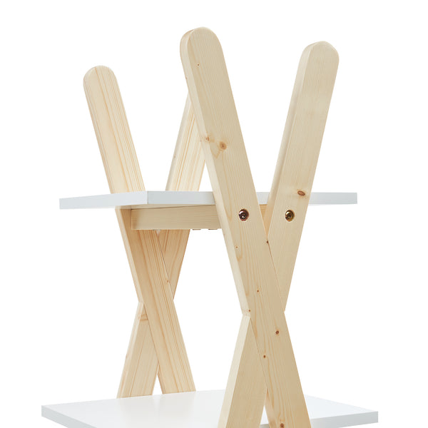 Raft carti design cort copii Vanlilu 145x65x32 cm natur/alb [en.casa]
