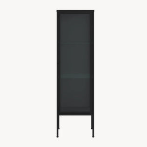 Vitrina Borshavisa 116x34x30 cm otel sticla negru [en.casa]