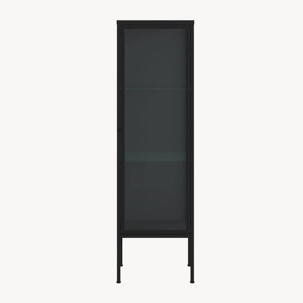 Vitrina Borshavisa 116x34x30 cm otel sticla negru [en.casa]