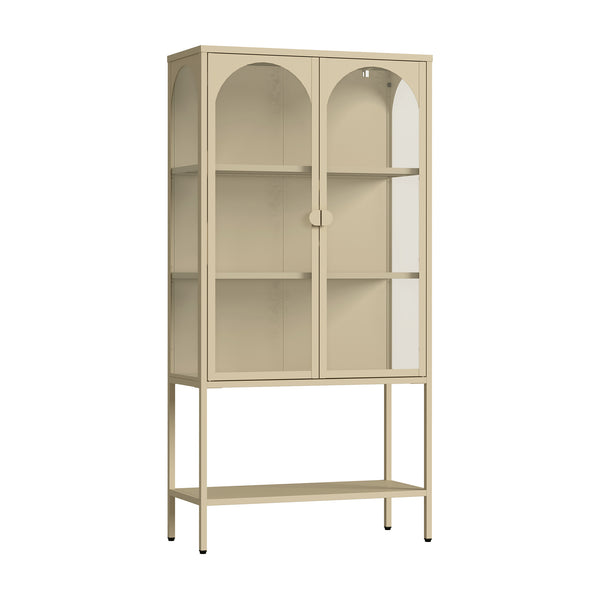 Vitrina cu 2 usi si raft Klippestad 160x80x35 cm camel [en.casa]