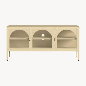 Vitrina cu 3 usi sticla Klippestad 118x35x55 cm camel [en.casa]